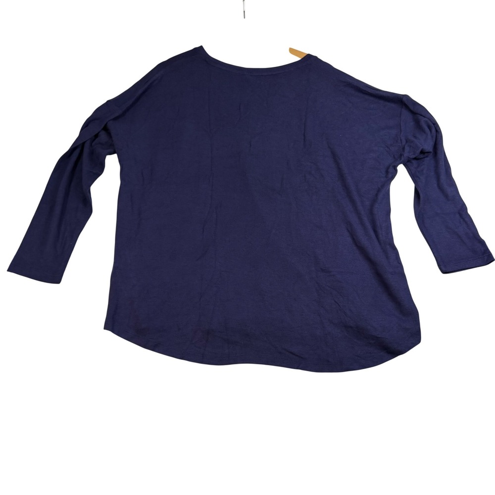 Well‎ Worn Womens XL Navy Blue V-Neck Long Sleeve Relaxed Fit Top NWT
